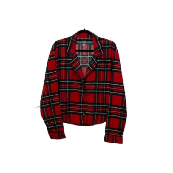 PINK Other - VICTORIAS SECRET PINK Womens Red Flannel Long Sleeve Holiday Plaid PJ Top Size L